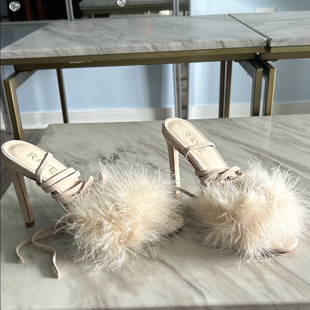 Raye Cream Feathered Women's Heels